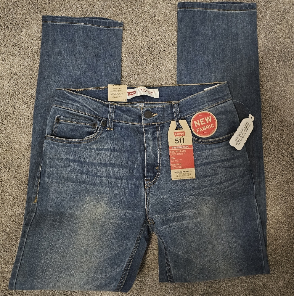 Boys Levi's 511 slim blue jeans size 18 Reg 29x29 slim fit performance